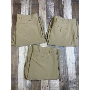 Lot 3 Footjoy Men 35 x 30 Stretch Golf Pants Beige Water Wind Resistant Flex FJ